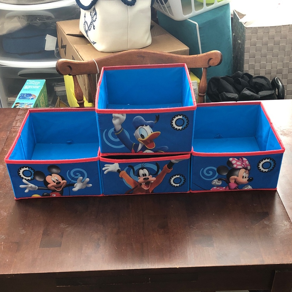 🥧 Disney Fabric Storage Mini Bins with Mickey, Donald & Minnie (4)